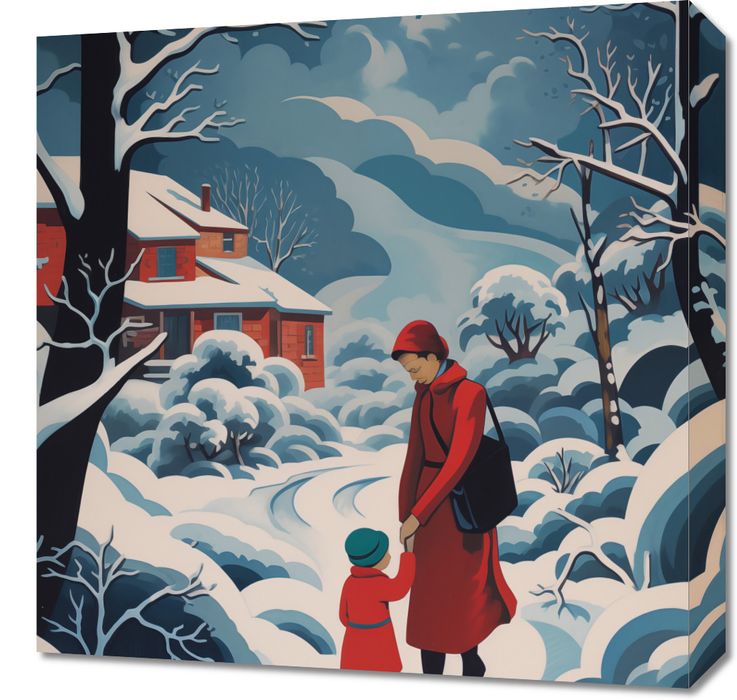 Obraz 50x50cm Matka i Dziecko w Śnieżnej Krainie