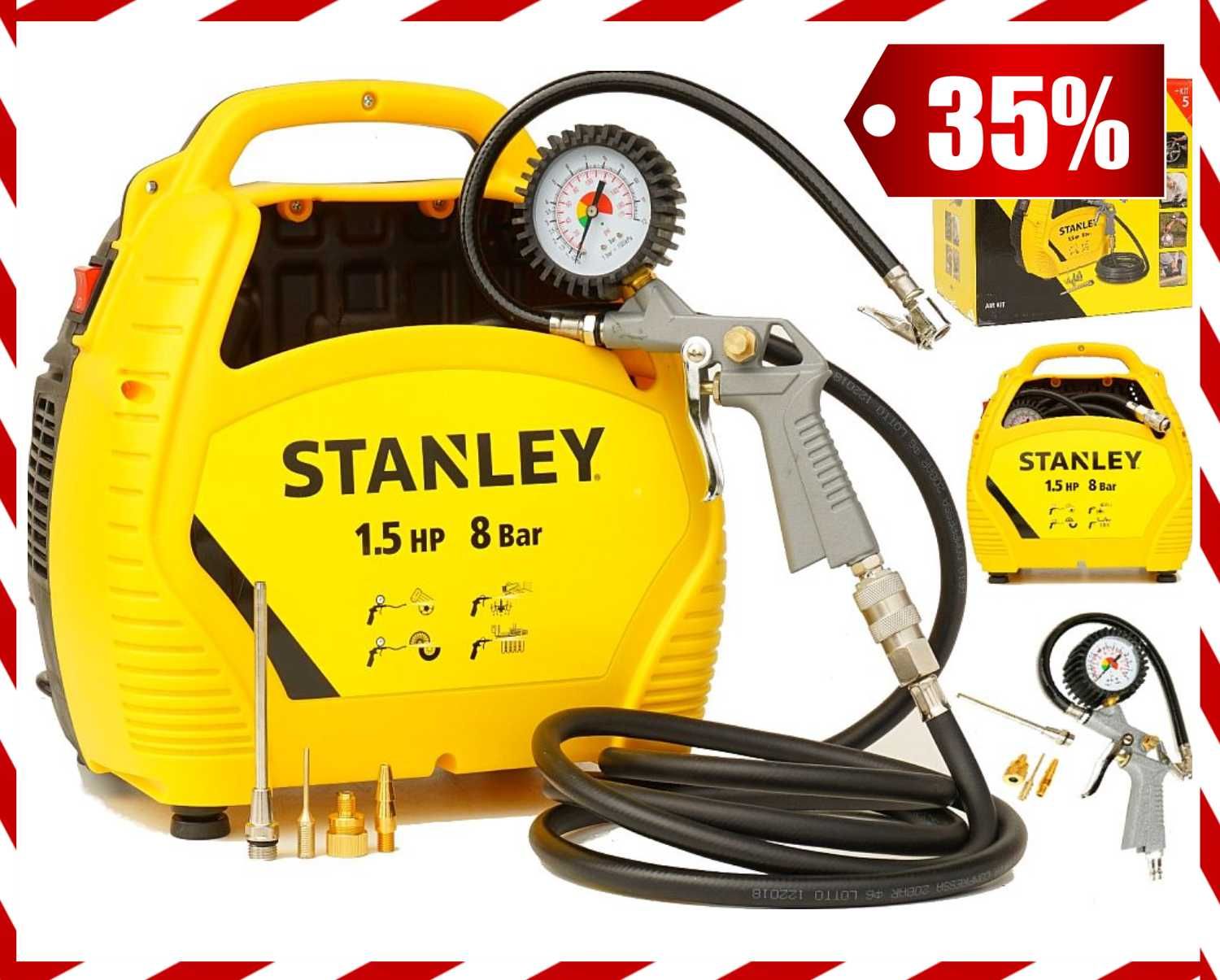 Nowy KOMPRESOR Bezolejowy Stanley 1100W Sprężarka + Gratis (WYPRZEDAŻ)