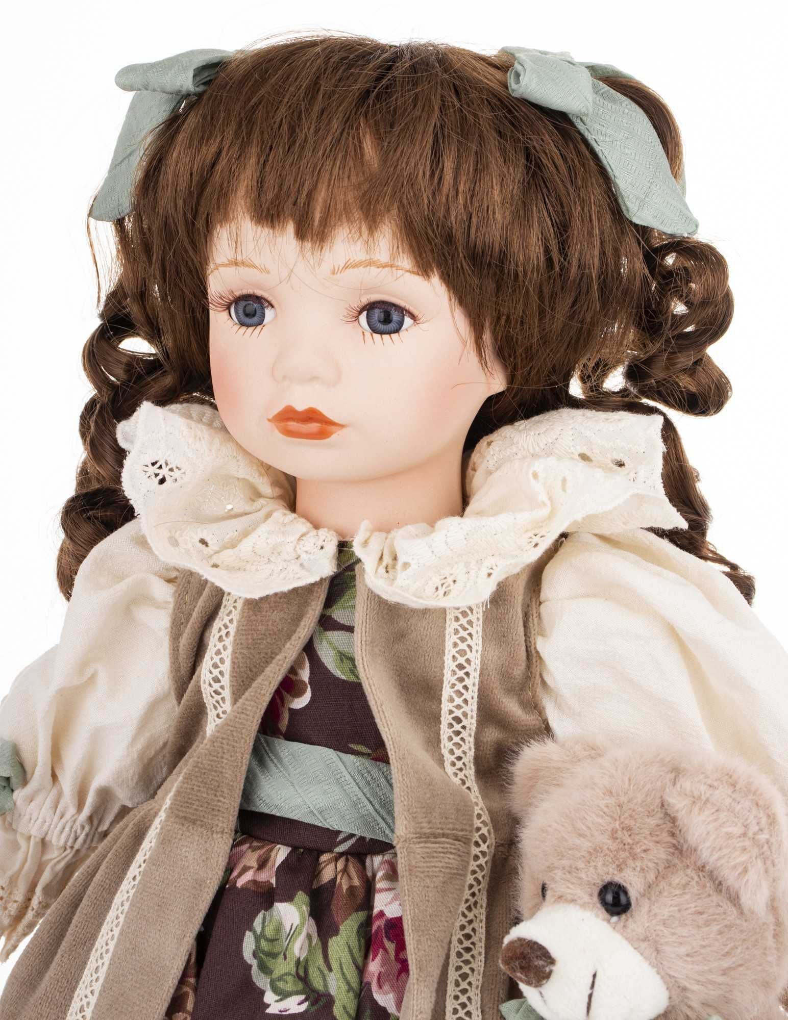 Dekoracyjna porcelanowa wysoka lalka dekoracyjna z misiem 177058