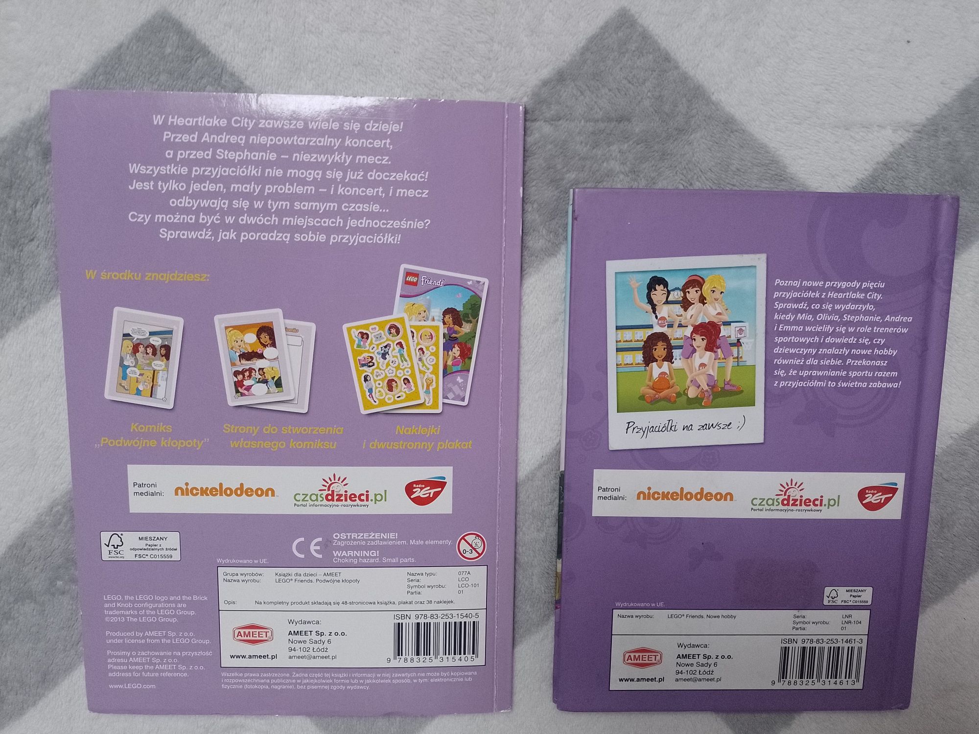 2x książka LEGO friends Nowe hobby / Podwójne kłopoty naklejki plakat