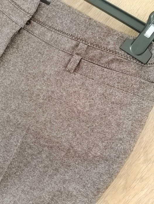 Gerry Weber brązowe beżowe spodnie z wełną chinosy melanż 42 XL