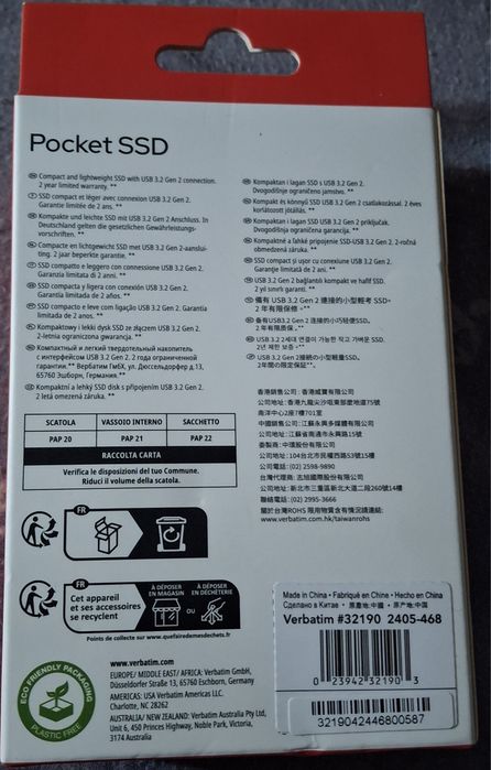 Disco SSD Externo VERBATIM 1 TB (Preto/Cinzento)