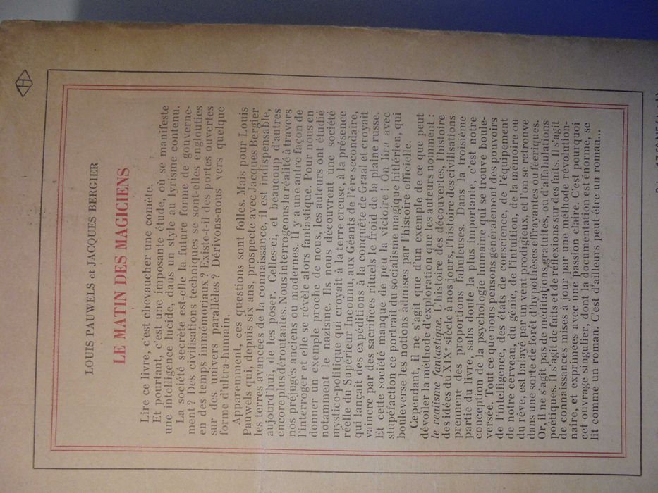 Pauwels (Louis-Jacques Bergier);Le Matin des Magiciens