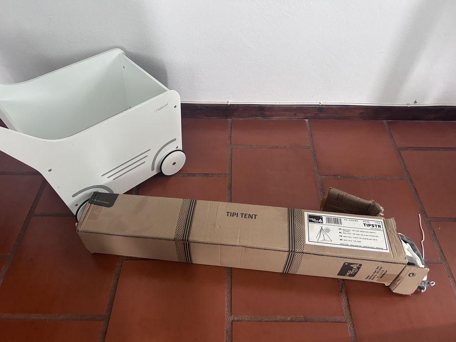 Tenda nova tipi tecido cinza e branco