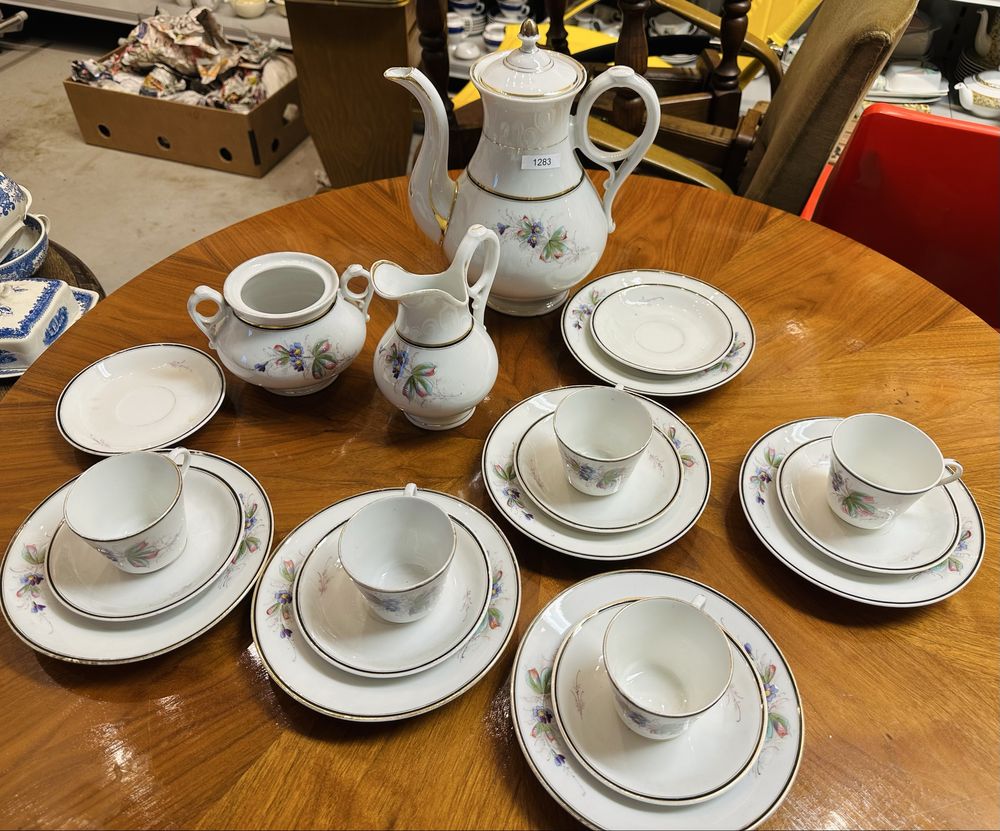 Antyk serwis porcelanowy KPM stary kwiaty zestaw kawa herbata 1283