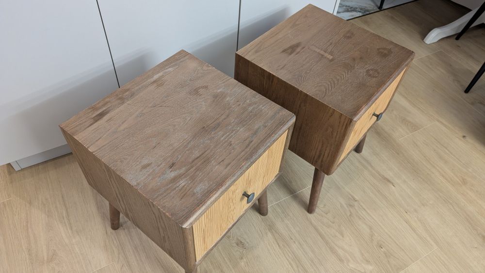 Komplet 2 szafek nocnych | Ryflowane fronty | Styl Mid-Century/Boho