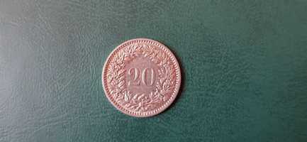 Moneta 20 rappen 1909 Szwajcaria