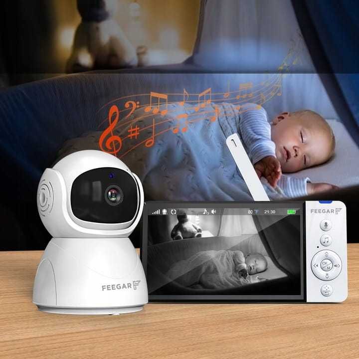 Elektroniczna Niania Feegar Baby Monitor Obrotowa Bez WiFi Nagrywanie