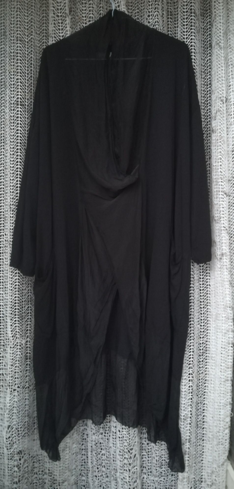 Длинное чёрное летнее платье в стиле бохо