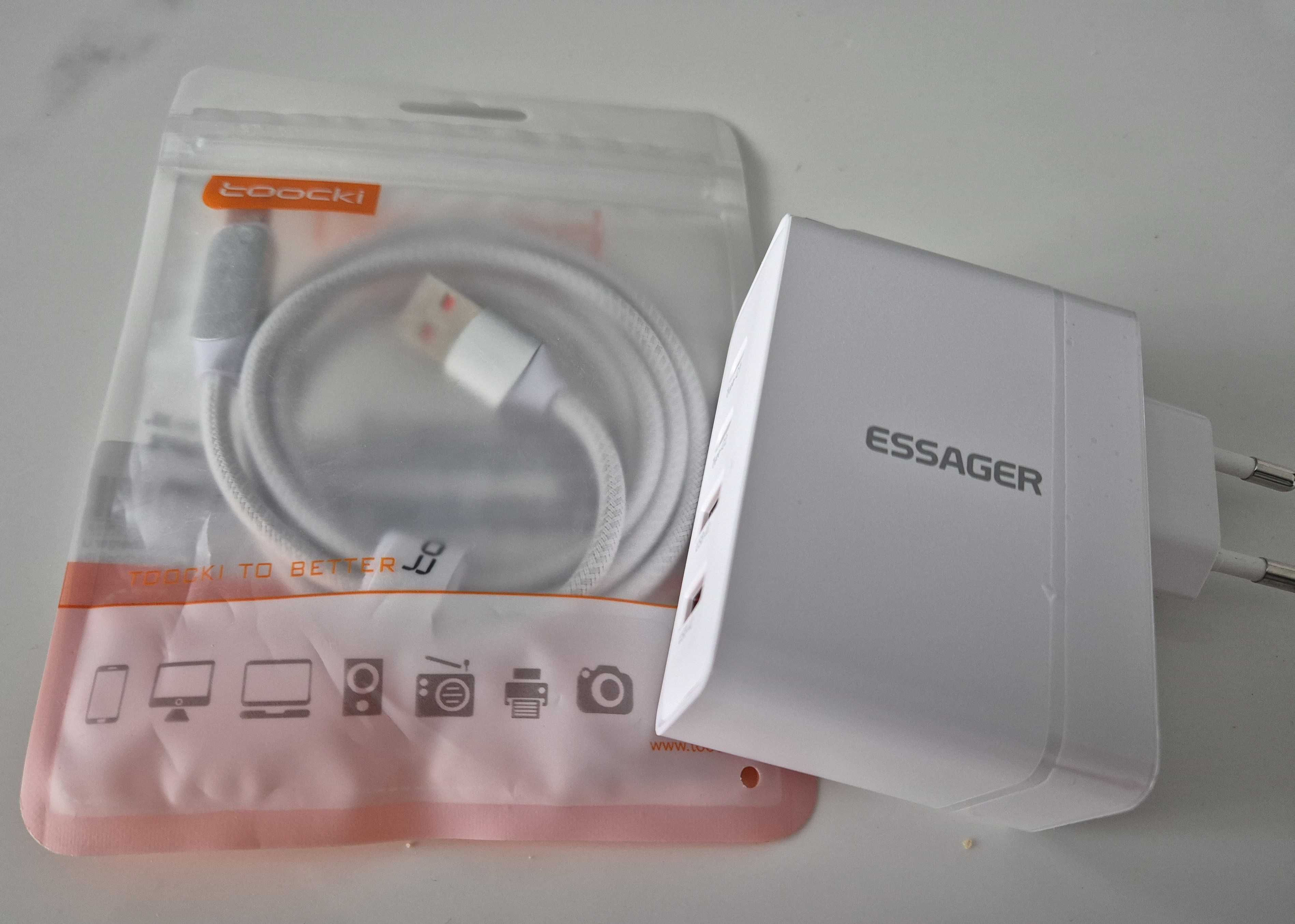 Зарядний пристрій ESSAGER 100W (білий) + кабель Type-C to USB (1м)