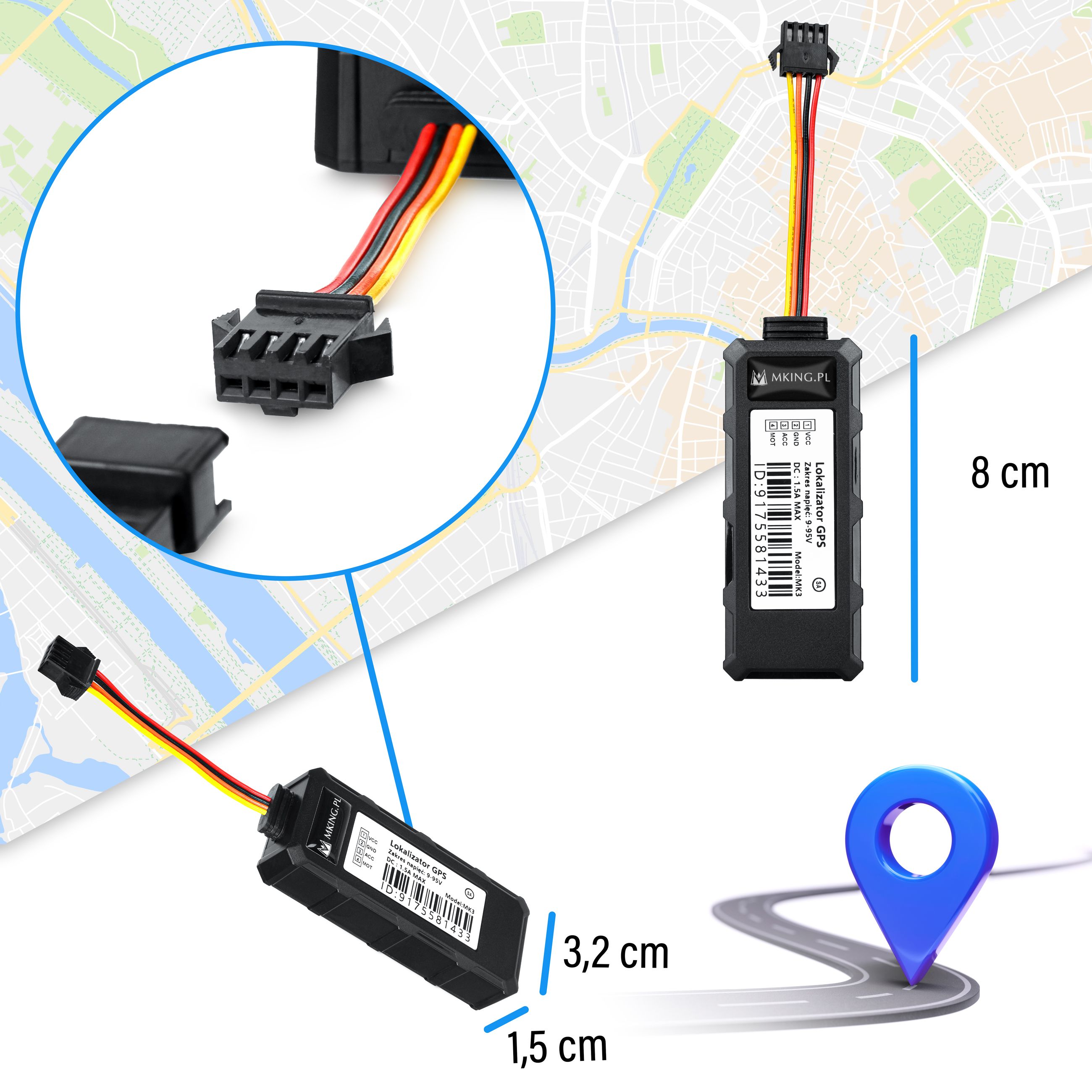Lokalizator GPS 2G 4G sledzenie pojazdu łodzi odcięcie MK3