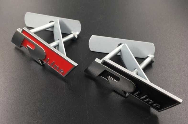 Nowy przykręcany znaczek RLINE R Line logo emblemat czerwony | czarny