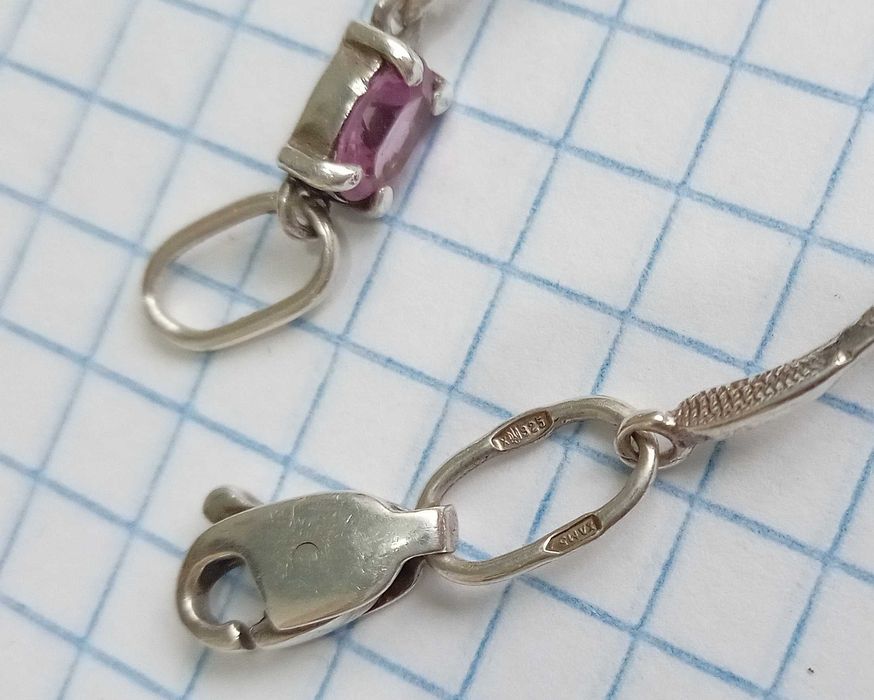 Браслет з каменями. Срібло 925 проба, розмір 19 см