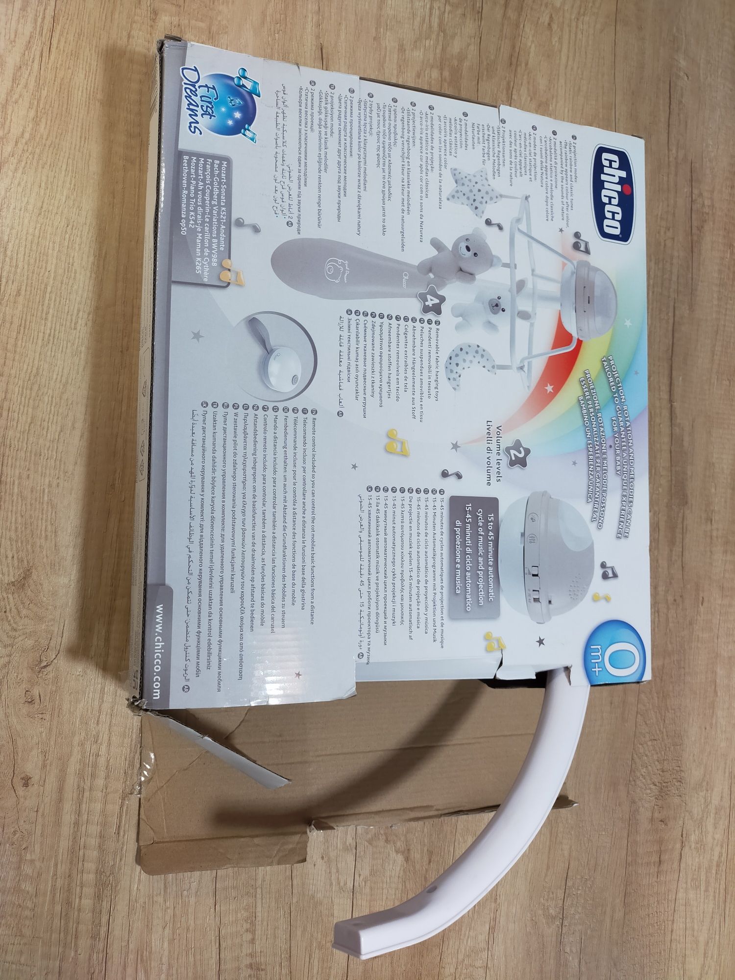 Chicco rainbow cot mobile, karuzela na łóżeczko 3w1 z pilotem, rzutnik