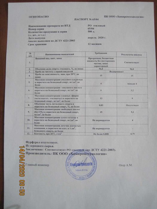 РО етиловий  (спирт)