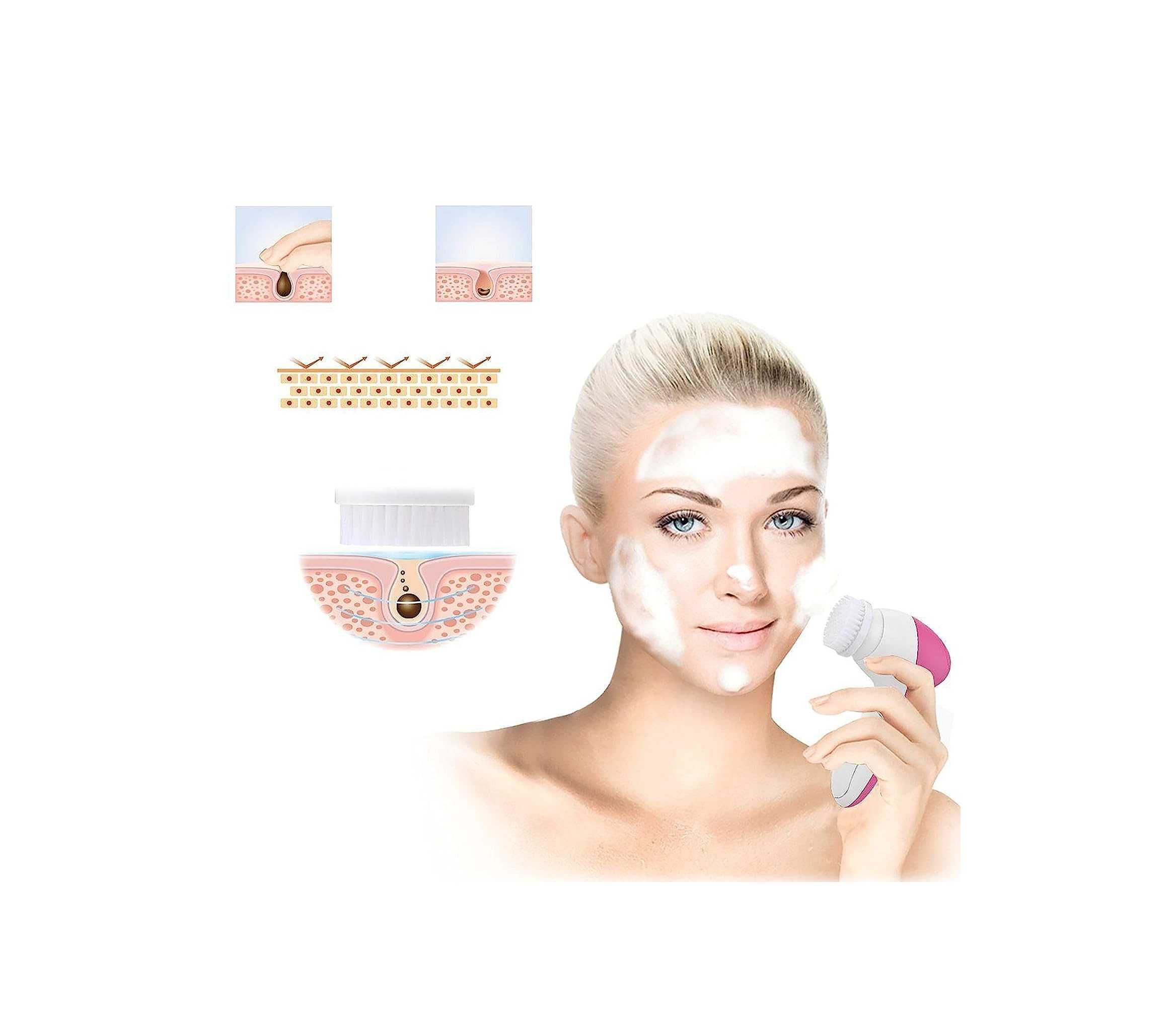Kit Escova Esfoliação Facial 5 em 1 Impermeável