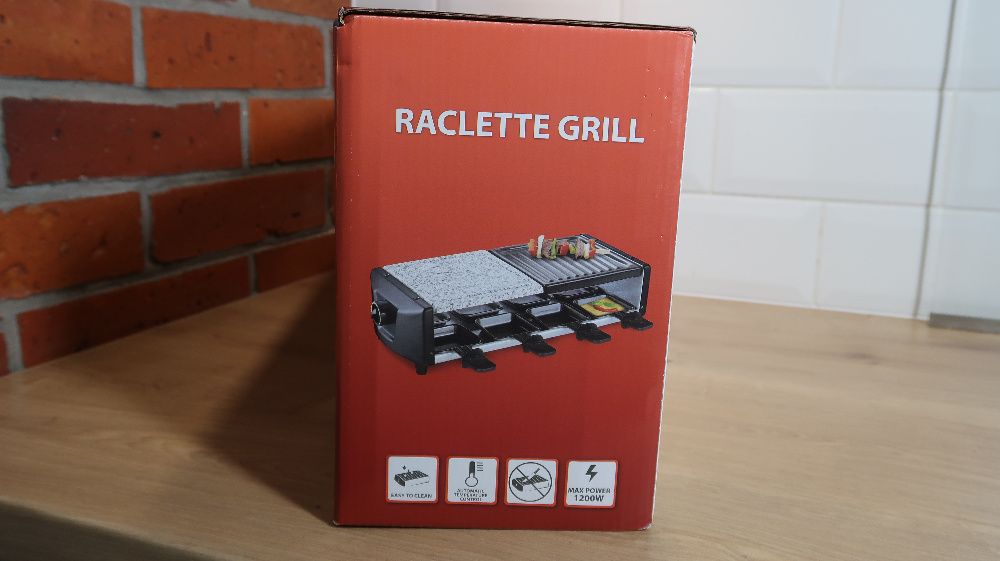 Elegancki grill raclette 1200V aluminium/kamień, na 8 osób