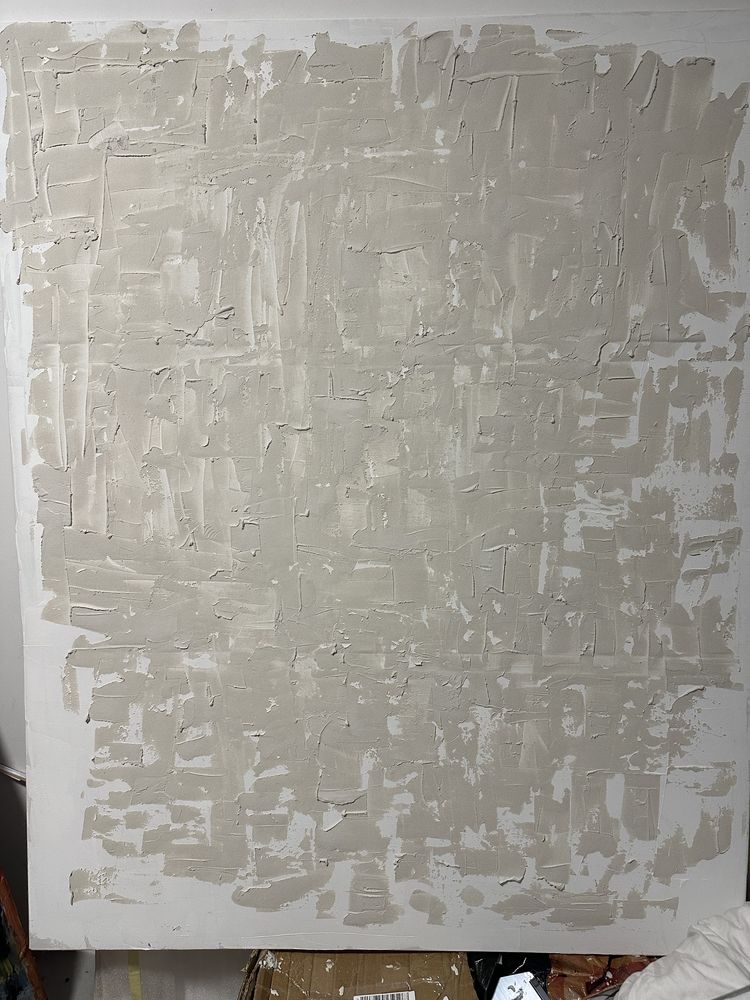 Obraz malowany ze strukturą beżowy duży 150x150 cm  płótno