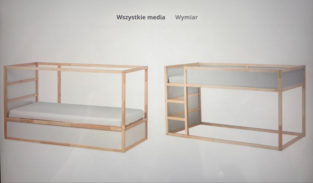 Łóżko dwustronne, pietrowe „KURA” Ikea