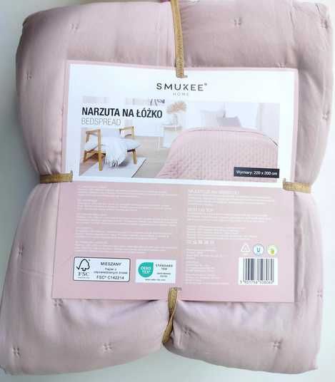 Narzuta pled koc dwustronna Smukee 220x200 krzyżyki  różowa 060