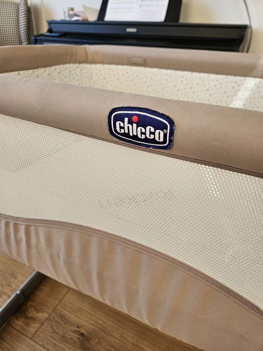 Chicco next to me beżowe beż  dostawka łóżeczko materac Rucken