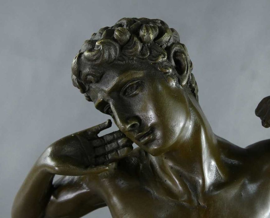 Figura DAWID - MICHAŁ Anioł rzeźba brąz marmur sygnowana 44 cm