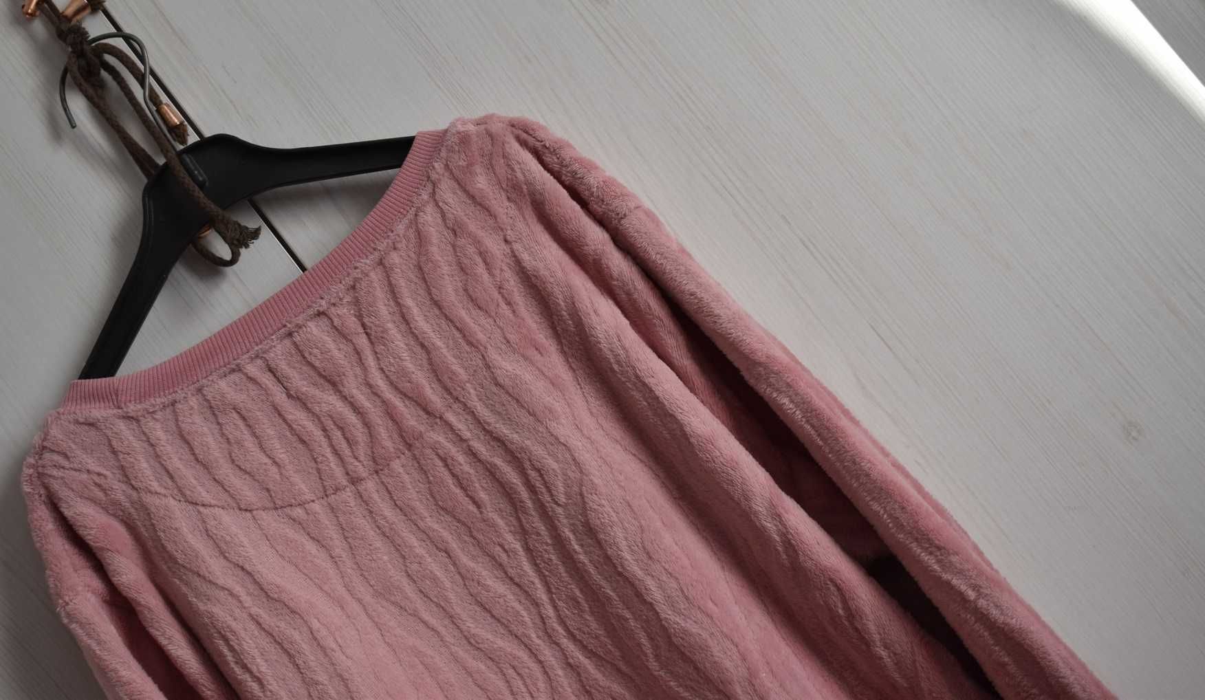 Bluza piżama L XL 40 ciepła pluszowa różowa z polaru zimowa 42 polar