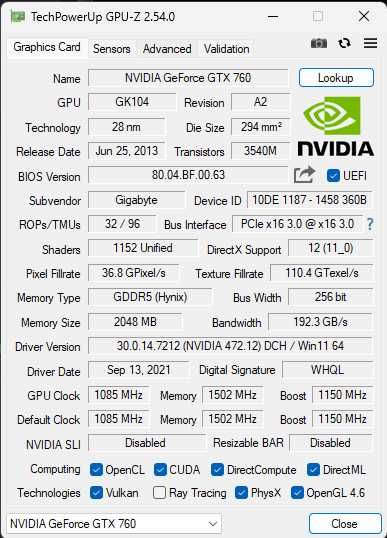 Karta graficzna Gigabyte Windforce NVIDIA GeForce GTX 760 2GB OC