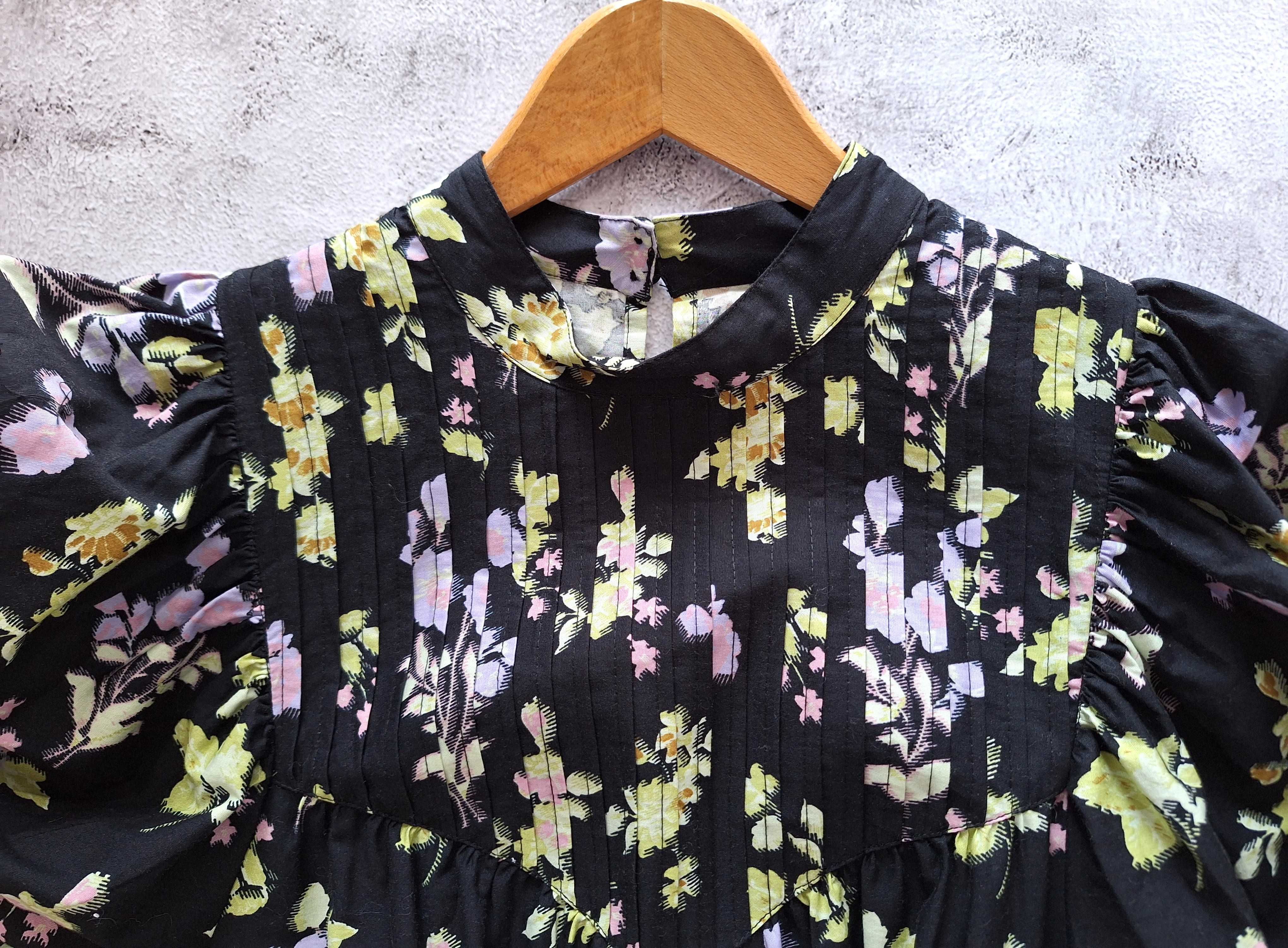 Asos Design Nowa Sukienka Mini z Szerokimi Rękawami Stójka Bawełna L