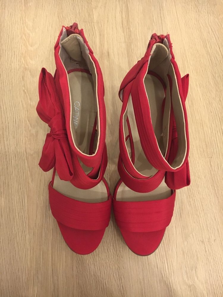 Nowe! Deichmann Czerwone sandały czółenka damskie szpilki 37