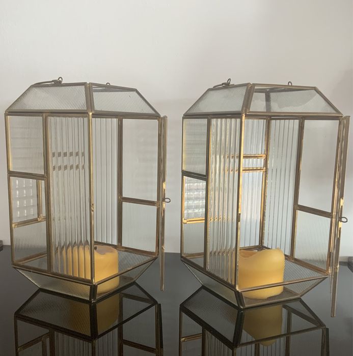 Lanternas latão e vidro