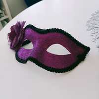 Karnawałowa maska fioletowetowa z gumką nowa