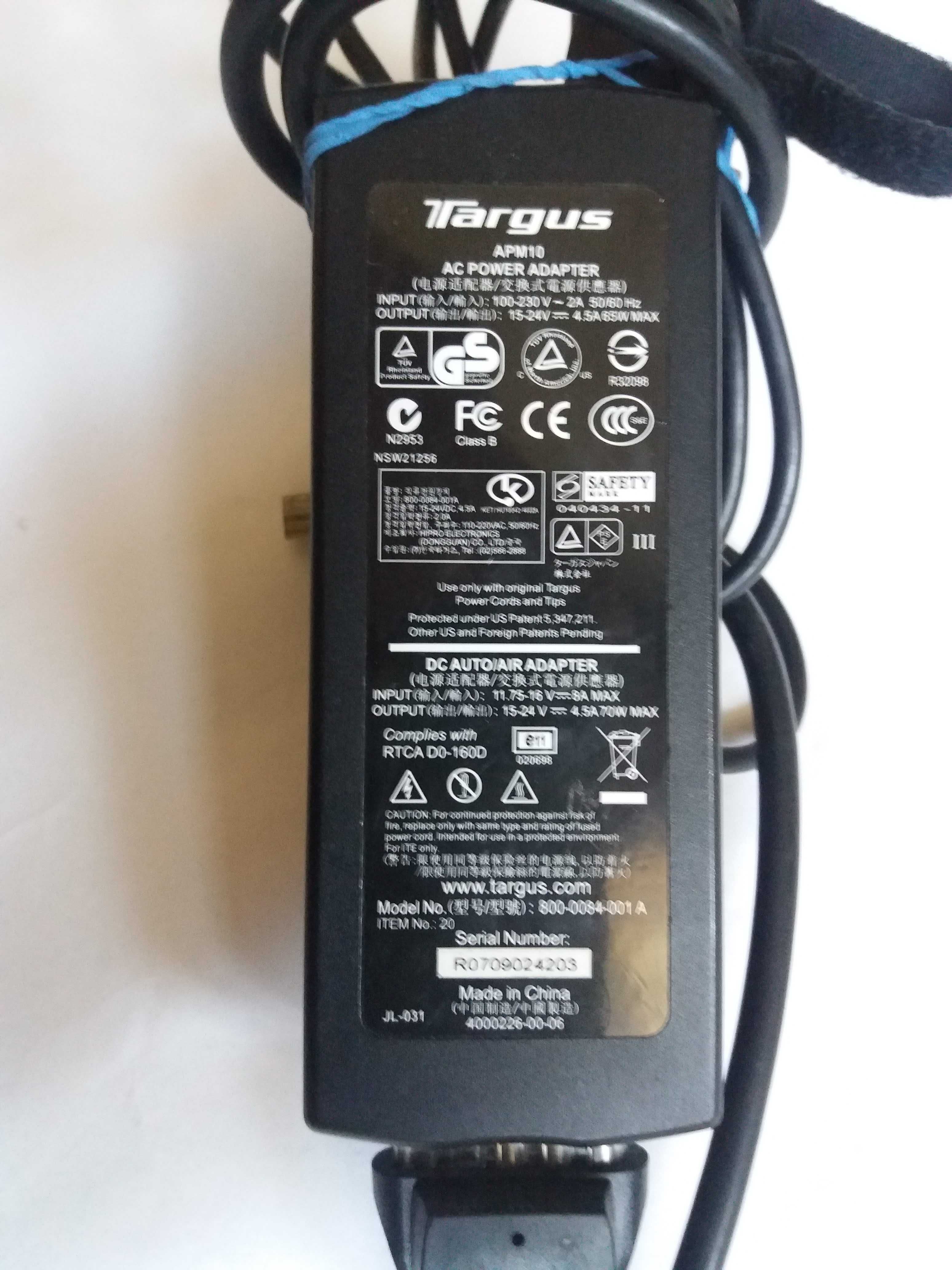 Targus APM10 AC Power Adapter  65W MAX APM10 15-24v робочий