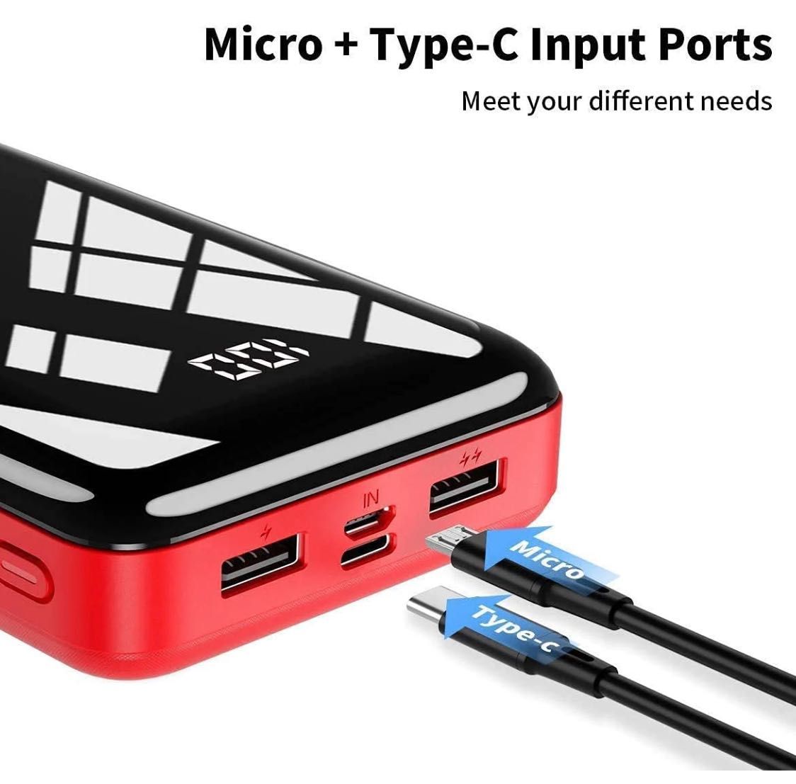 Powerbank 30000mah BEXTOO ładowarka czerwono czarny