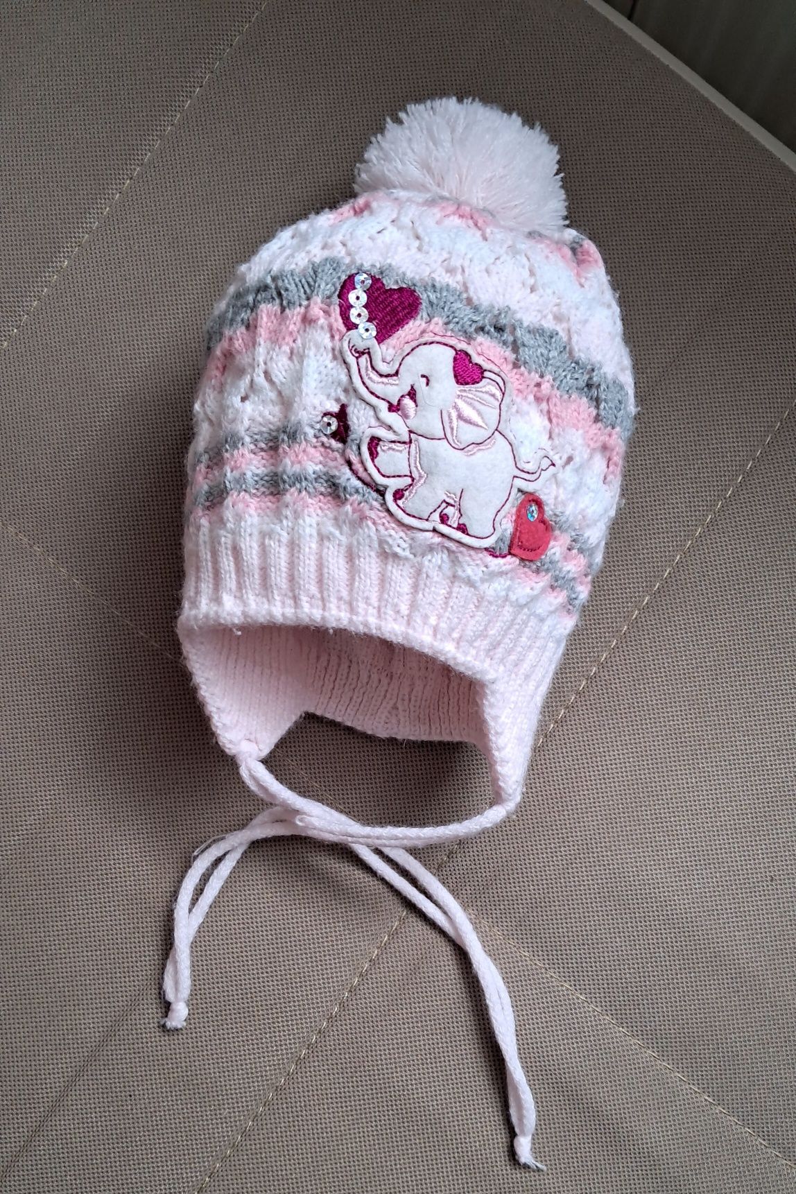 Zimowa czapka różowa  niemowlęca