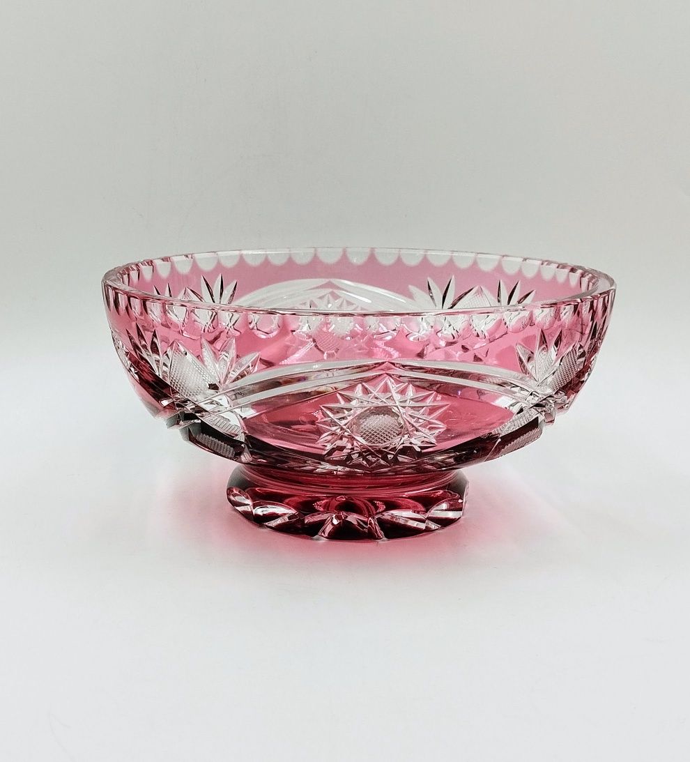 Misa kryształowa szklana rubinowa szkło antyk retro szlifowane design