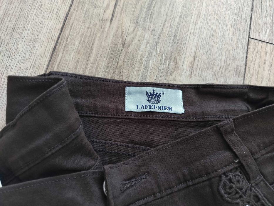 Lafei Nier spodnie damskie 42 gipiura elastyczne dzwony efektownepas92