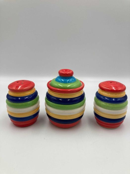 Zestaw solniczka pieprzniczka cukiernica, ręcznie malowane