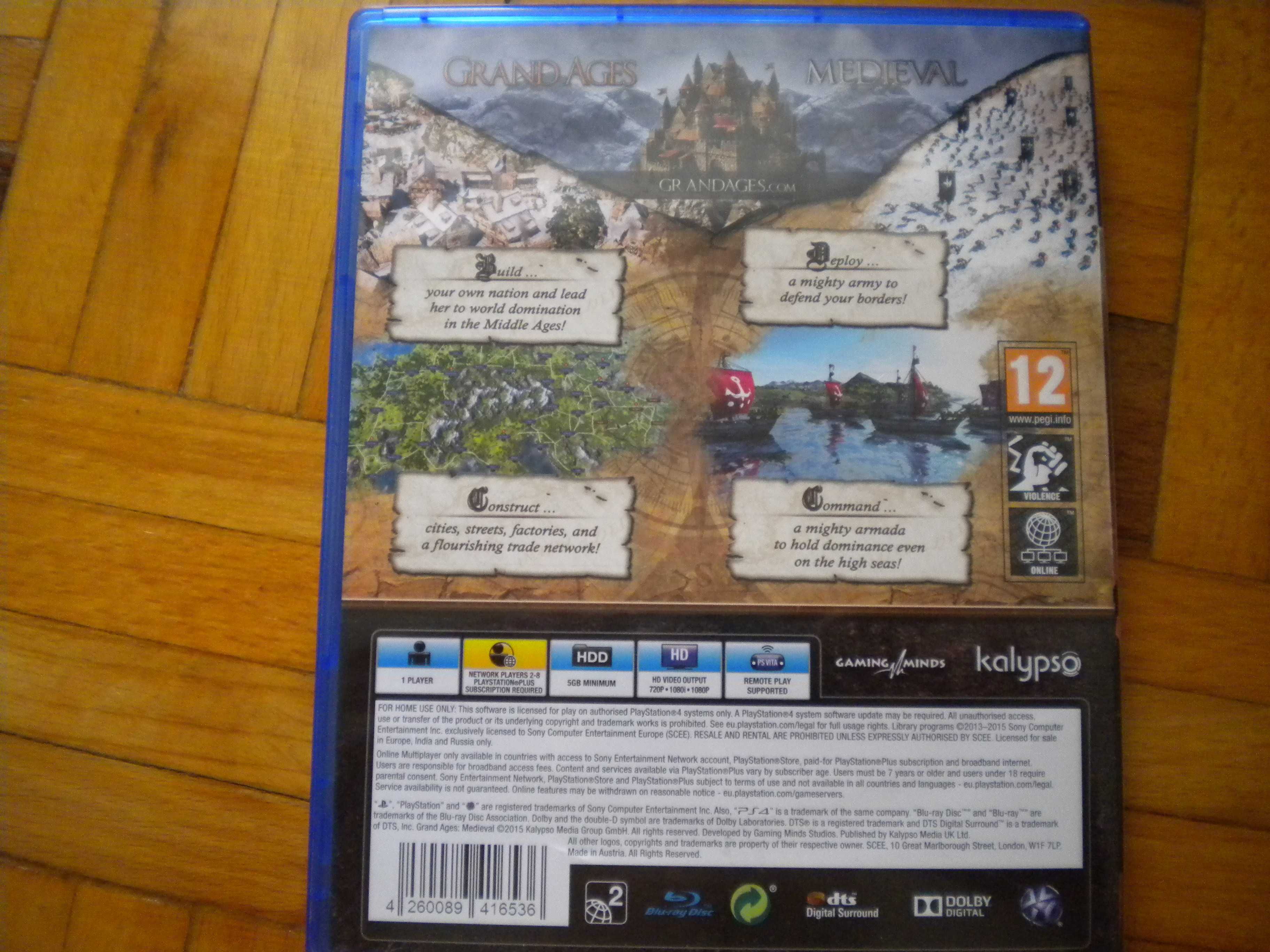 Grand Ages Medieval PS4 + dlc Camelot+ dlc Ancient Wonders+mini manual