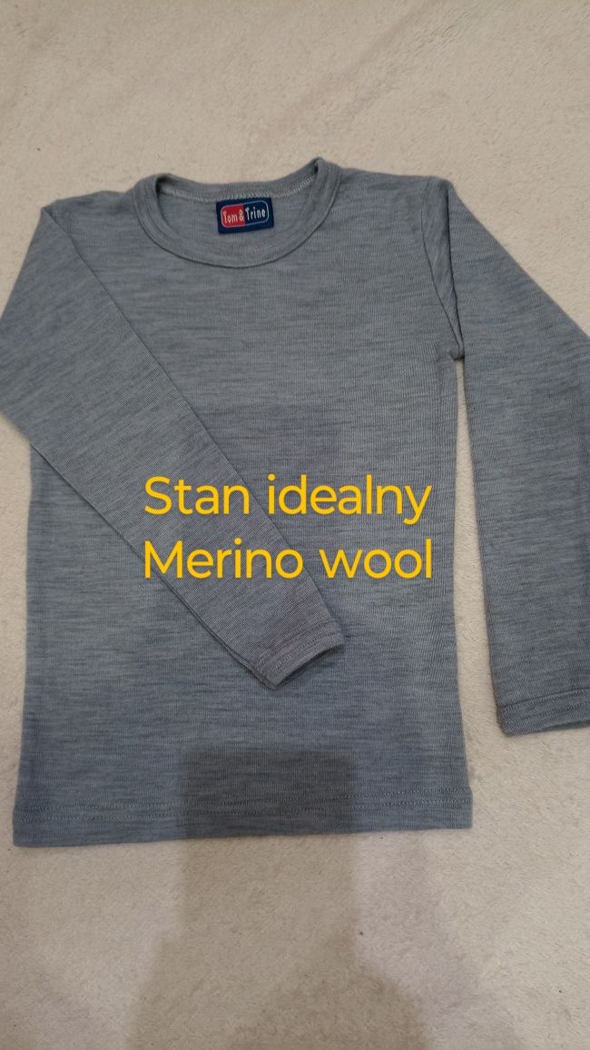Śliczna bluzka koszulka wełniana, Merino wool wełna, Tom& Trine 104