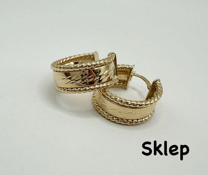 Złote Kolczyki Koła Kołka Szerokie Pr.585 NOWE !!