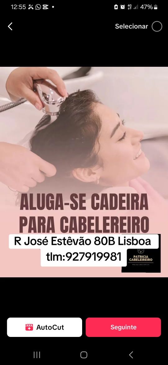 Aluga se cadeira para cabeleireira (o)
