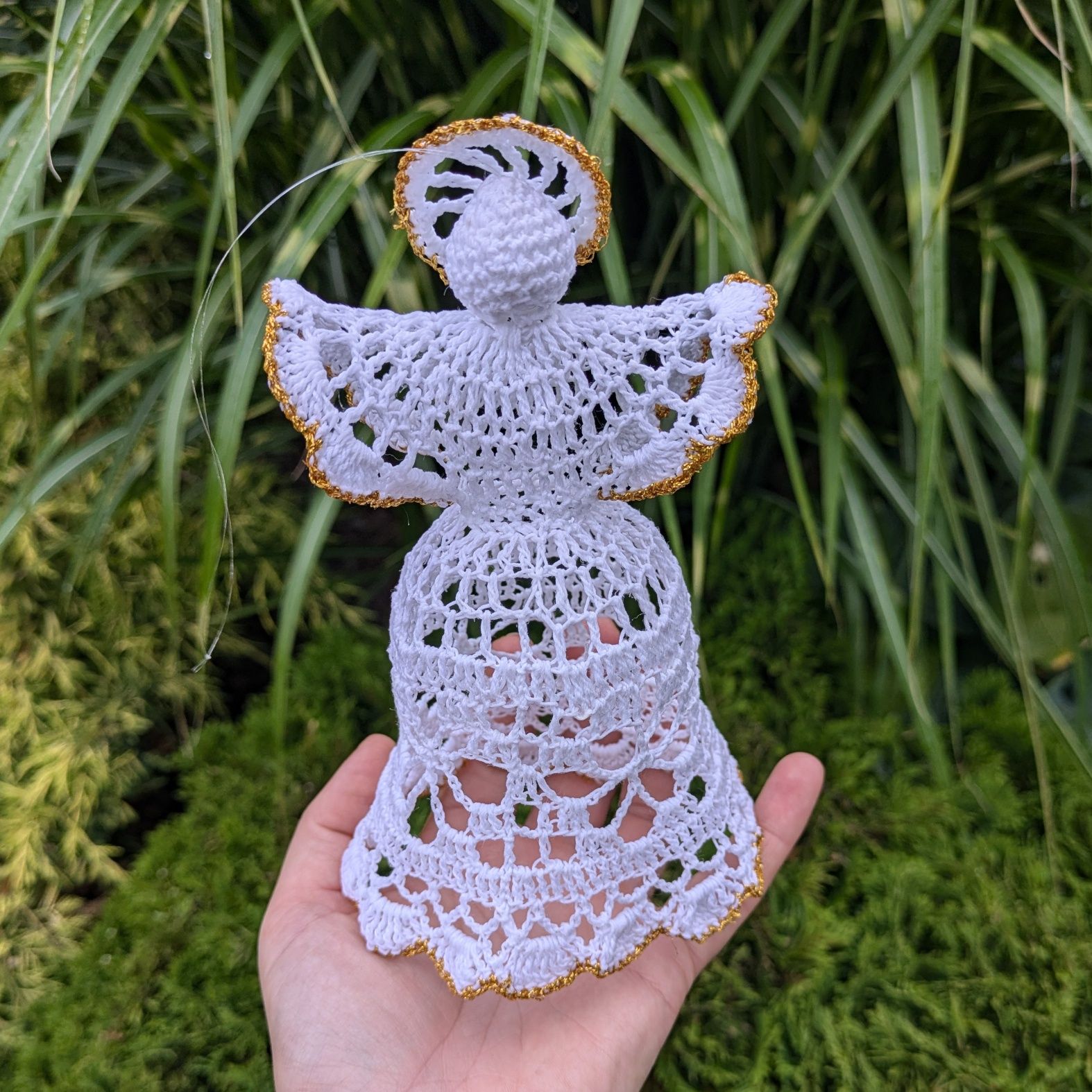 Szydełkowy aniołek handmade moja praca duży 17 cm