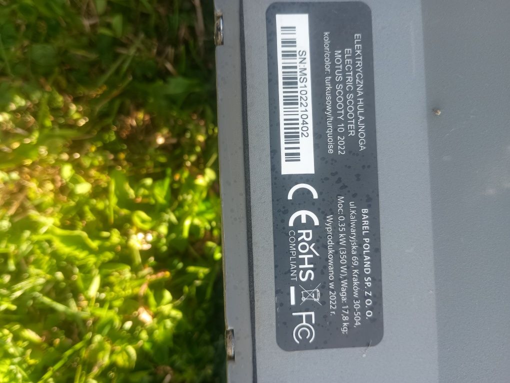 Hulajnoga elektryczna motus scooty 10 2022