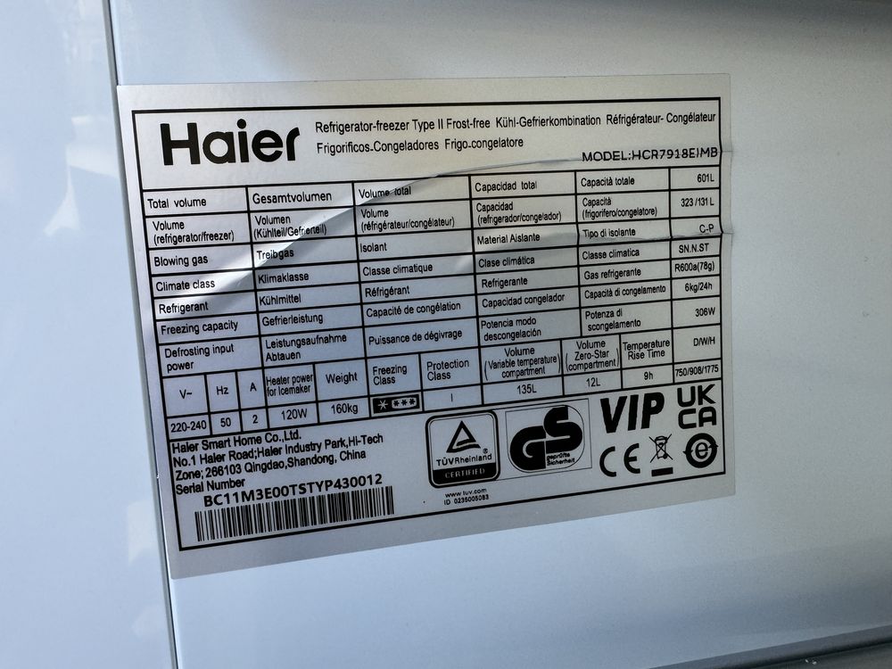 Холодильник Side By Side 120000 тисяч новий Haier