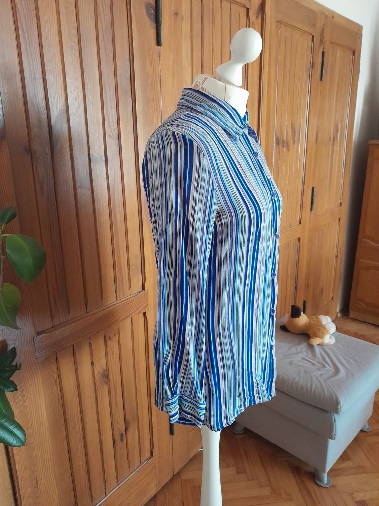 Koszula damska, zapinana, kołnierzyk, paski, elegancka, kobieca, biuro