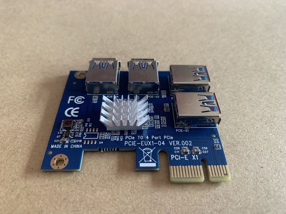 Adaptador Hub para Riser 4x USB PCI-e Mining