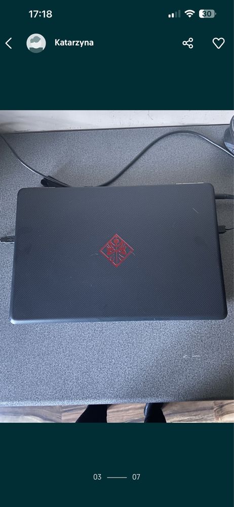 Notebook laptop HP Omen 17”, gamingowy, torba, zasilacz