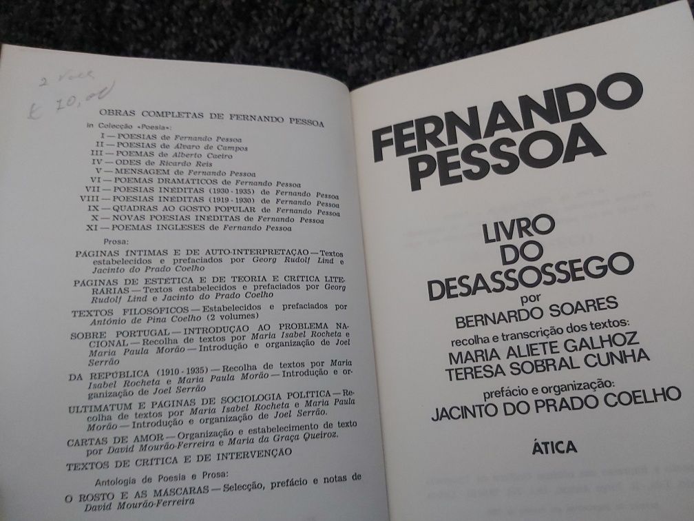 Livro do desassossego  - Fernando Pessoa  - 1a primeira edição Ática