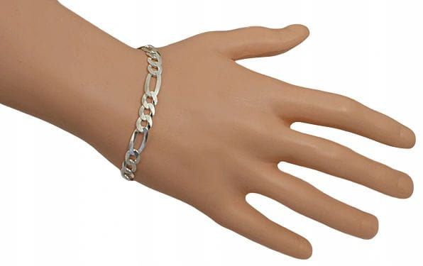 Srebrna Bransoletka Figaro 8,00 mm pr 925 Grawer Gratis